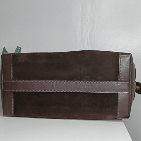 Vintage Gucci Brown Suede Boston Bag with Leather Trim – Gorgeous Condition 60s - Picture 10 of 17